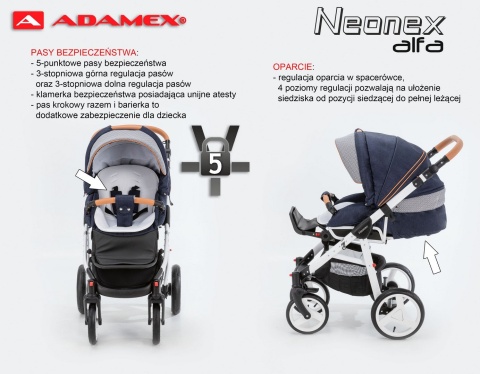 NEONEX ALFA 2w1 ADAMEX wózek dziecięcy - Polski Produkt