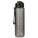 Butelka na wodę bidon ze słomką uchwytem miarką motywacyjną na siłownię 1l czarna