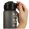 Butelka na wodę bidon ze słomką uchwytem miarką motywacyjną na siłownię 1l czarna