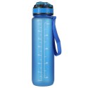 Butelka na wodę bidon ze słomką uchwytem miarką motywacyjną na siłownię 1l niebieska