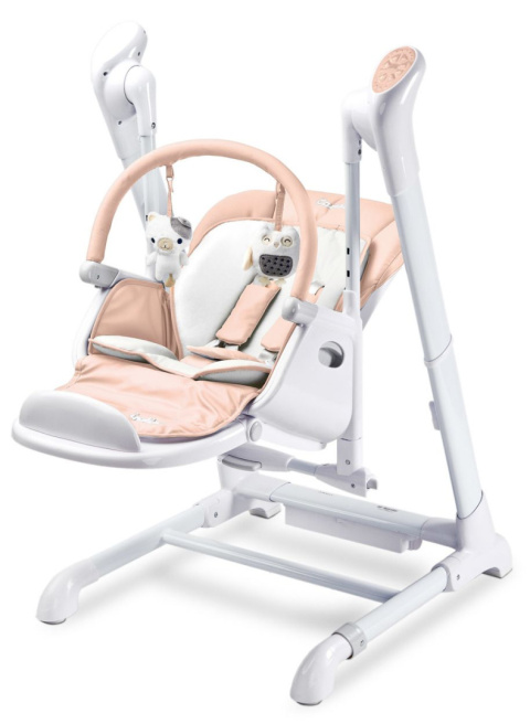 INDIGO Caretero 2w1 krzesełko do karmienia i huśtawka dla niemowląt - Powder Pink