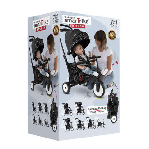 Składany rowerek dziecięcy / wózek Smart Trike 7w1 STR­™5 - czarno-biały