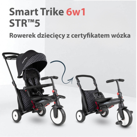 Składany rowerek dziecięcy / wózek Smart Trike 7w1 STR­™5 - czarno-biały