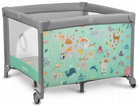 MILLE Lionelo Kojec dla dziecka z matą sensoryczną i zabawkami 100x100cm - Grey Green