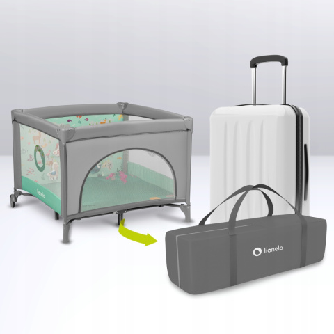 MILLE Lionelo Kojec dla dziecka z matą sensoryczną i zabawkami 100x100cm - Grey Green