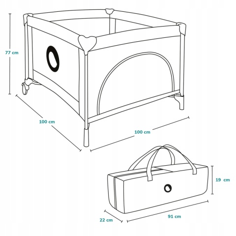 MILLE Lionelo Kojec dla dziecka z matą sensoryczną i zabawkami 100x100cm - Grey Green