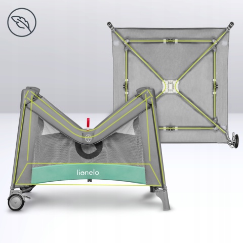 MILLE Lionelo Kojec dla dziecka z matą sensoryczną i zabawkami 100x100cm - Grey Green