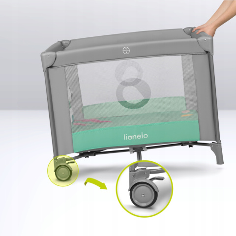 MILLE Lionelo Kojec dla dziecka z matą sensoryczną i zabawkami 100x100cm - Grey Green