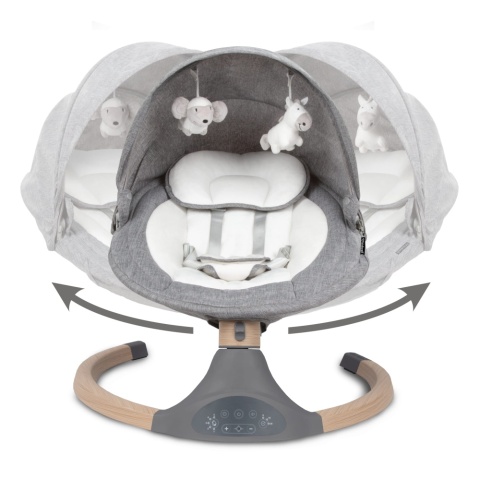 LUXI Kidwell Bujaczek leżaczek elektryczny 2w1 - Dark Melange / Wooden