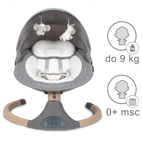 LUXI Kidwell Bujaczek leżaczek elektryczny 2w1 - Dark Melange / Wooden
