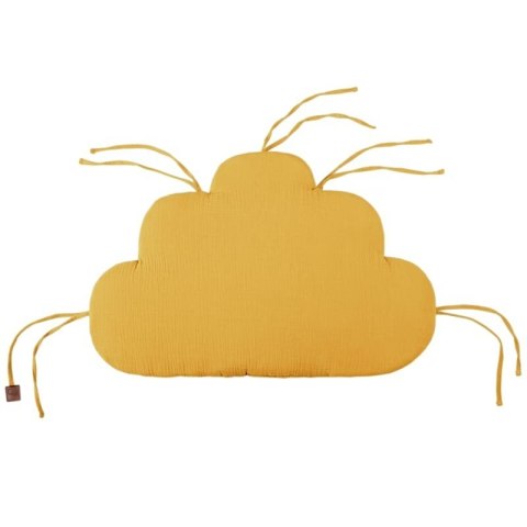 Hi Little One ochraniacze panelowe do łóżeczka z organizerem z oddychającej BIO bawełny CLOUD Mustard