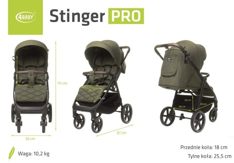 Wózek spacerowy Stinger Pro khaki 4baby
