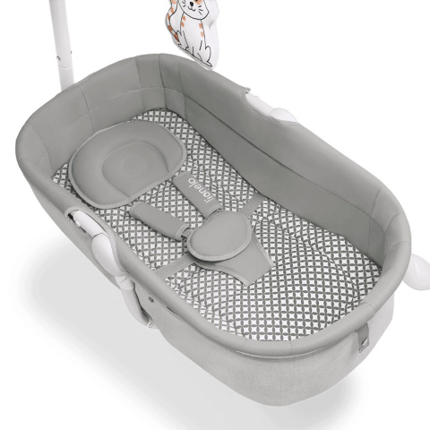 HENNY 2w1 Lionelo bujaczek, huśtawka, gondola, 12 melodii, MP3, do 9 kg GREY DOVE