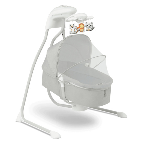 HENNY 2w1 Lionelo bujaczek, huśtawka, gondola, 12 melodii, MP3, do 9 kg GREY DOVE