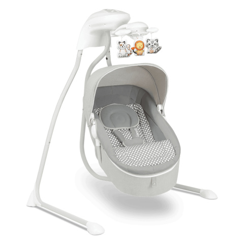 HENNY 2w1 Lionelo bujaczek, huśtawka, gondola, 12 melodii, MP3, do 9 kg GREY DOVE