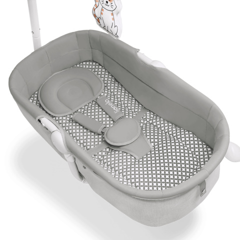 HENNY 2w1 Lionelo bujaczek, huśtawka, gondola, 12 melodii, MP3, do 9 kg GREY DOVE