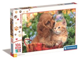 Clementoni Puzzle 104el Maxi SuperColor Piesek i kotek Cute Friends 25763