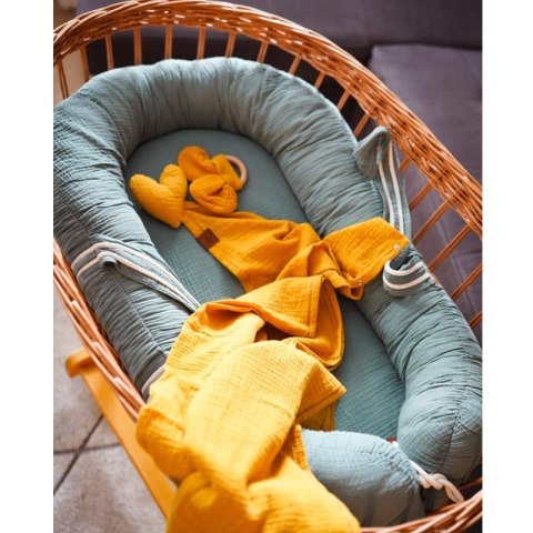 Hi Little One kokon gniazdko dla Noworodka z organicznego oddychającego BIO muślinu Baby Blue