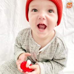 RAZBABY 308308-CM-RB Gryzak logopedyczny Grzybek dla niemowlęt na ząbkowanie 2 szt czerwony i niebieski