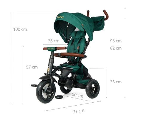 MILLY MALLY 5681 Qplay Rowerek trójkołowy Rito Deluxe Rubber green