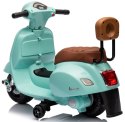 Jeździk akumulatorowy Scooter Vespa z siedzeniem z ekoskóry z przeszyciem i oparciem - turkusowy