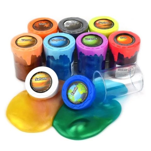 Sensoryczny putty / masa kosmiczna planety display 9 szt