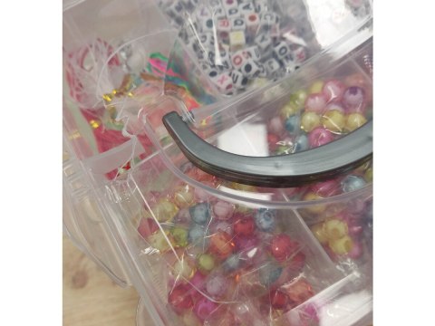 Zestaw Do Tworzenia Robienia Biżuterii, Bransoletek, Charmsy, Zawieszki, Koraliki 400el. Kuferek Przecena 1