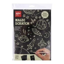 Zestaw wydrapywanek świecących w ciemności Apli Kids - Magic Scratch A4