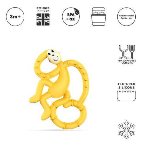 Matchstick Monkey Mini gryzak silikonowy sensoryczny ze szczoteczką Yellow