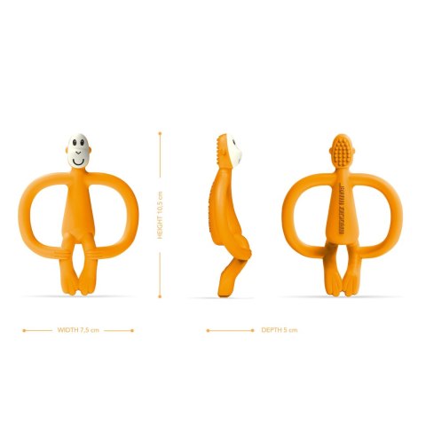 Matchstick Monkey gryzak silikonowy sensoryczny ze szczoteczką BioCote Dusty Orange