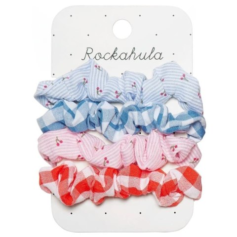 Rockahula Kids gumki scrunchie do włosów dla dziewczynki 4 szt. Cherry Gingham