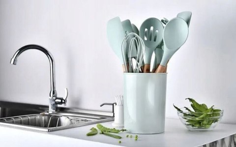 ZESTAW AKCESORIÓW KUCHENNYCH 12 SZT. PRZYBORY SILIKONOWE DO KUCHNI MIĘTOWY