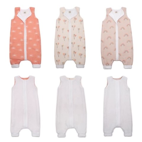 Hi Little One śpiworek do spania z nogawkami dwustronny TOG 1,0 organiczny BIO muślin BALOONS/WHITE roz M muumee