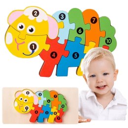 DREWNIANA UKŁADANKA KLOCKI DOPASUJ KSZTAŁTY DLA DZIECKA OWCA