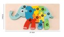 DREWNIANA UKŁADANKA KLOCKI DOPASUJ KSZTAŁTY DLA DZIECKA SŁOŃ
