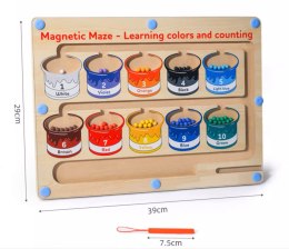 DREWNIANY LABIRYNT MAGNETYCZNY MONTESSORI NAUKA KOLORÓW I LICZENIA