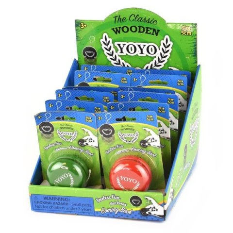 Drewniane jojo 5 cm (4 kolory) - display 12 szt