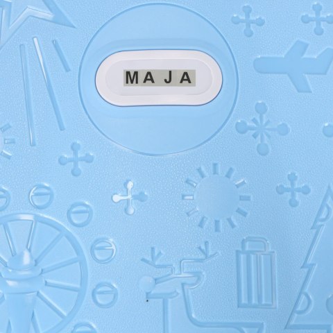 Walizka podróżna kabinowa dla dzieci na kółkach LED bagaż podręczny z imieniem niebieska