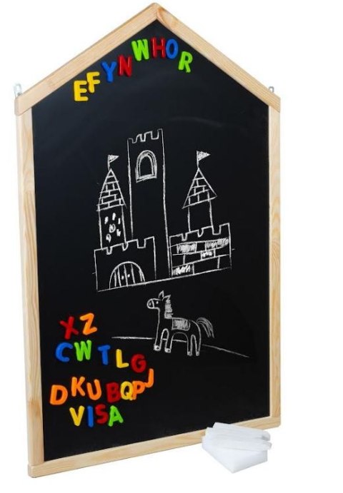 Tablica magnetyczna kredowa na ścianę drewniana domek 92cm x 62cm
