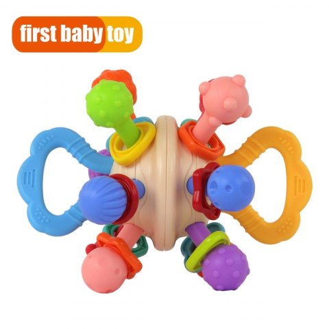 WOOPIE BABY Miękka Grzechotka 2w1 Gryzak Zabawka Sensoryczna dla Niemowląt 0m+