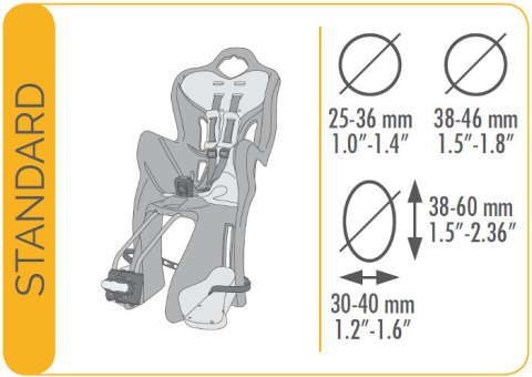 BELLELLI B-One Standard fotelik rowerowy mocowany na ramę - Silver