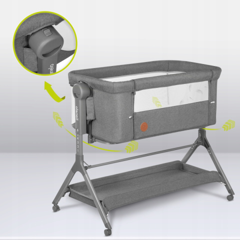 LEONIE PLUS Lionelo Łóżeczko dostawne Kołyska 3w1 - Grey Stone