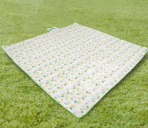 KOC PIKNIKOWY PLAŻOWY MATA BIWAKOWA WODOODPORNA PRZENOŚNA DUŻA 2x2m LIŚCIE