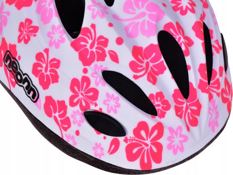 Kask dziecięcy Neonn rozmiar S 48-52 cm - biały w kwiatki