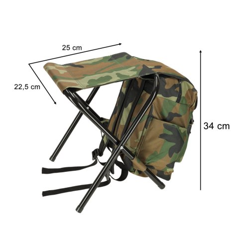 Krzesło turystyczne taboret plecak wędkarskie moro