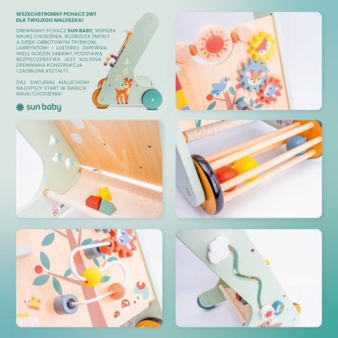 Pchacz jeździk dla dziecka drewniany chodzik interaktywny GIGANT XXL 48 cm