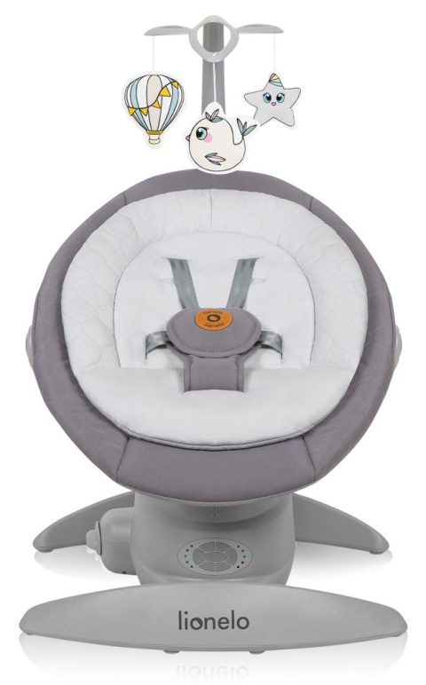 MELL Lionelo leżaczek bujaczek elektryczny z melodiami do 9 kg - Grey Stone