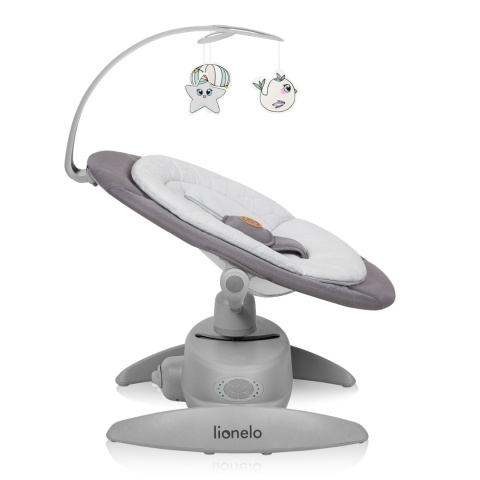 MELL Lionelo leżaczek bujaczek elektryczny z melodiami do 9 kg - Grey Stone