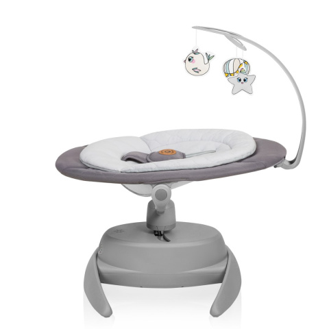 MELL Lionelo leżaczek bujaczek elektryczny z melodiami do 9 kg - Grey Stone