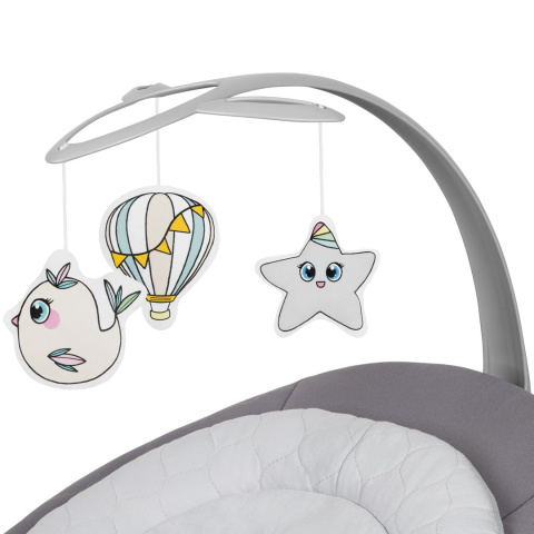 MELL Lionelo leżaczek bujaczek elektryczny z melodiami do 9 kg - Grey Stone